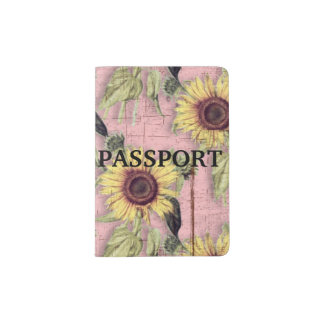 Rustic Autumn Sunflower Pattern Passport Holder