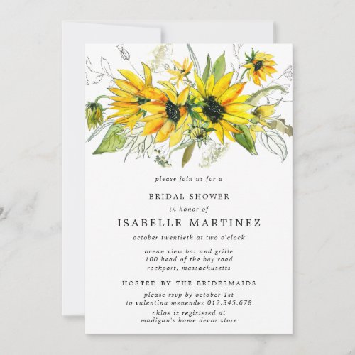 Rustic Autumn Sunflower Pumpkin Bridal Shower Invitation