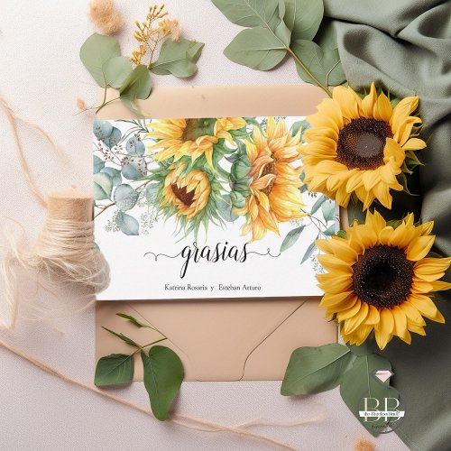 Rustic Autumn Sunflower Thank You Card