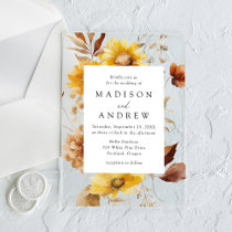 Rustic Autumn Sunflowers and Wildflowers Wedding Acrylic Invitations