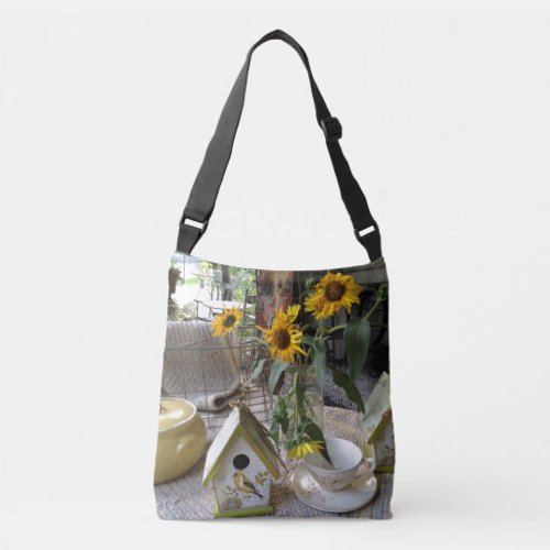 Rustic Autumn Sunflowers Bird House Country Crossbody Bag