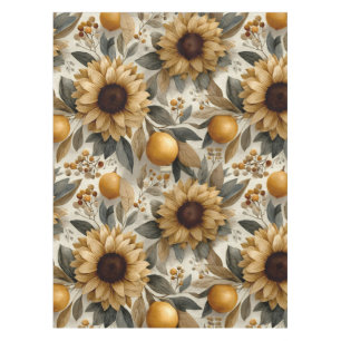 Rustic Autumn Sunflowers & Citrus Tablecloth