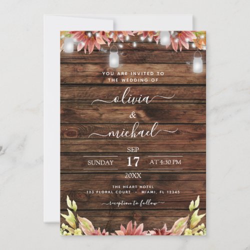 Rustic Autumn Sunflowers Country Wedding Invitation