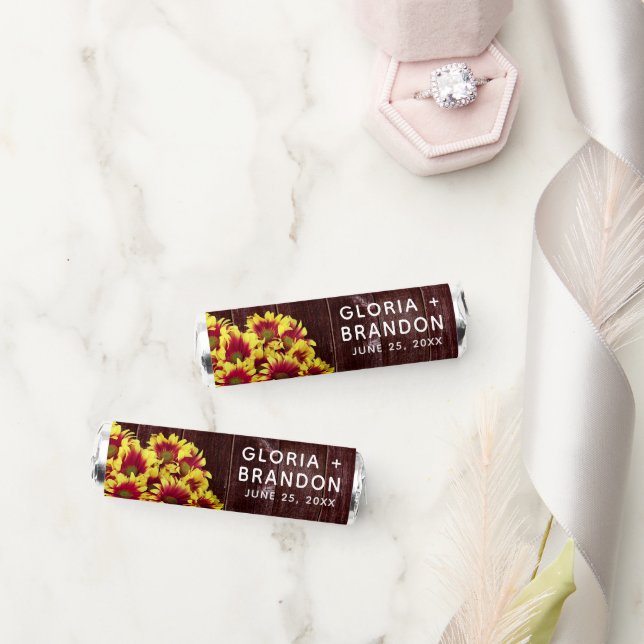 Rustic Autumn Sunflowers on Fence Wedding Breath Savers® Mints (Wedding)