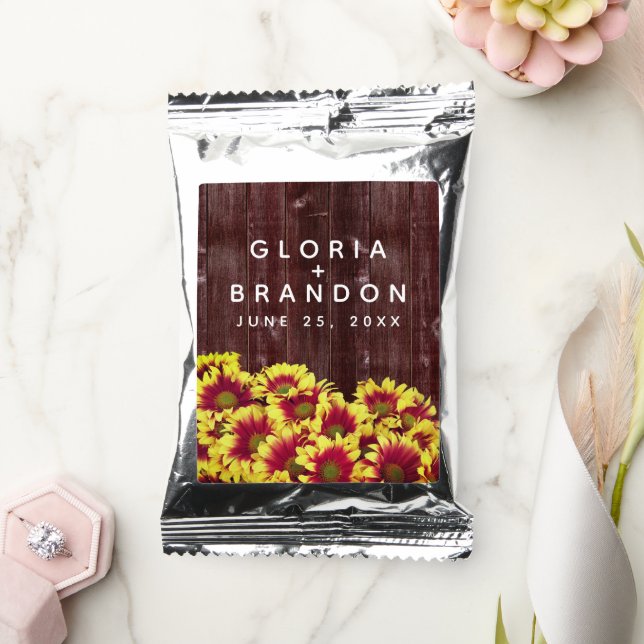 Rustic Autumn Sunflowers on Fence Wedding Coffee Drink Mix (Wedding)
