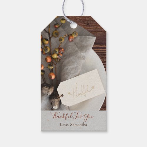 Rustic Autumn Table Setting Thanksgiving Dinner Gift Tags