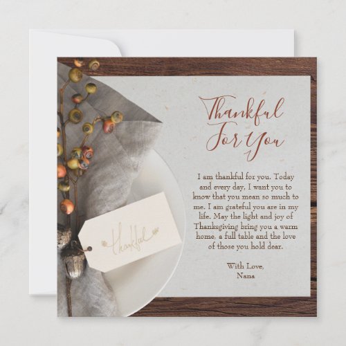 Rustic Autumn Table Setting Thanksgiving Dinner Holiday Card