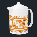 Rustic Autumn  Teapot<br><div class="desc">Immerse yourself in the elegant, warm and cozy embrace of autumn. Our design,  adorned with autumn leaves and pumpkin,  perfectly complements the season's rich,  earthy colors of autumn.</div>