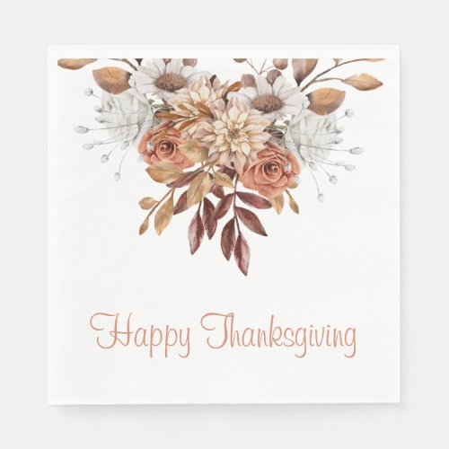 Rustic Autumn Terracotta Floral Thanksgiving  Invi Napkins