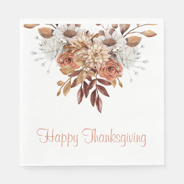Rustic Autumn Terracotta Floral Thanksgiving  Invi Napkins (Front)