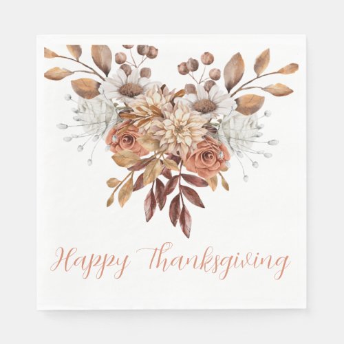 Rustic Autumn Terracotta Floral Thanksgiving  Napkins