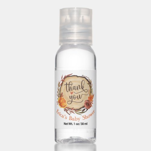 Rustic Autumn Thank You Favor Hand Sanitizer