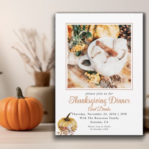 Rustic Autumn Thanksgiving Dinner Invitation