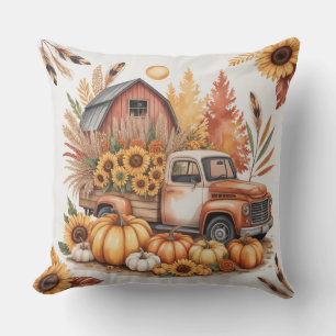 Rustic Autumn Thanksgiving Farmhouse Inspired Throw Pillow