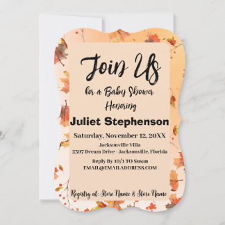 Rustic Autumn Themed Baby Shower Flat Invitation
