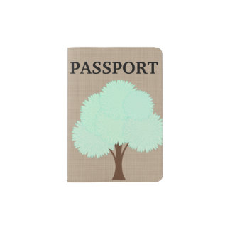 Rustic Autumn Tree Burlap Passport Holder
