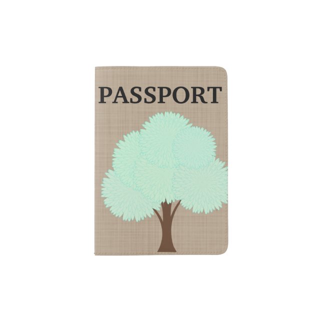 Rustic Autumn Tree Burlap Passport Holder (Front)
