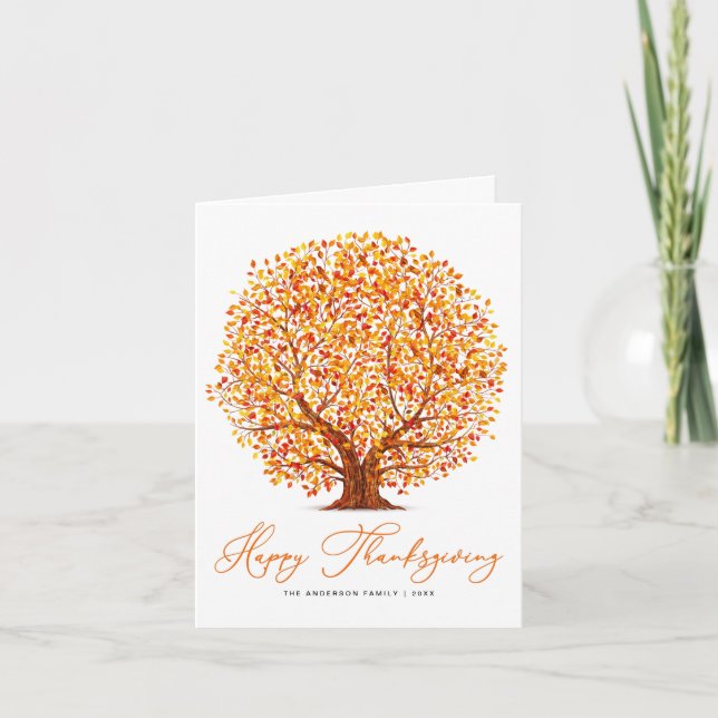 rustic autumn trees happy thanksgiving  holiday card (Front)