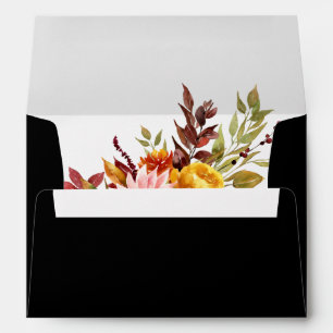 Rustic Autumn Watercolor Floral Foliage Envelope