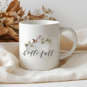 Rustic Autumn Watercolor White Pumpkins Coffee Mug