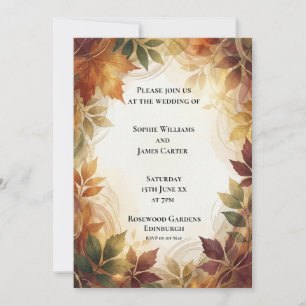 Rustic Autumn Watercolour Maple Leaves Invitation
