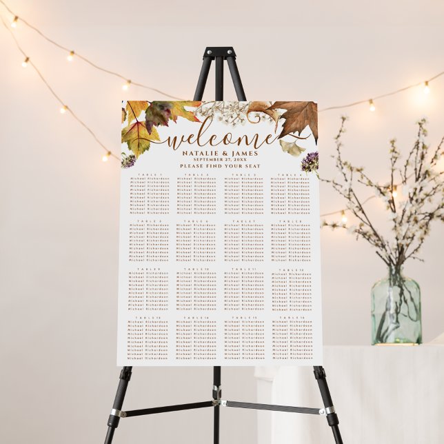 Rustic Autumn Wedding 16 Table Seating Chart Foam Board (Creator Uploaded)