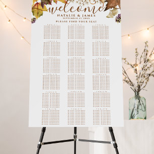 Rustic Autumn Wedding 18 Table Seating Chart Foam Board