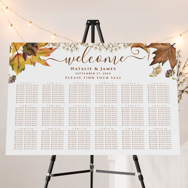 Rustic Autumn Wedding 18 Table Seating Chart Foam Board (Creator Uploaded)