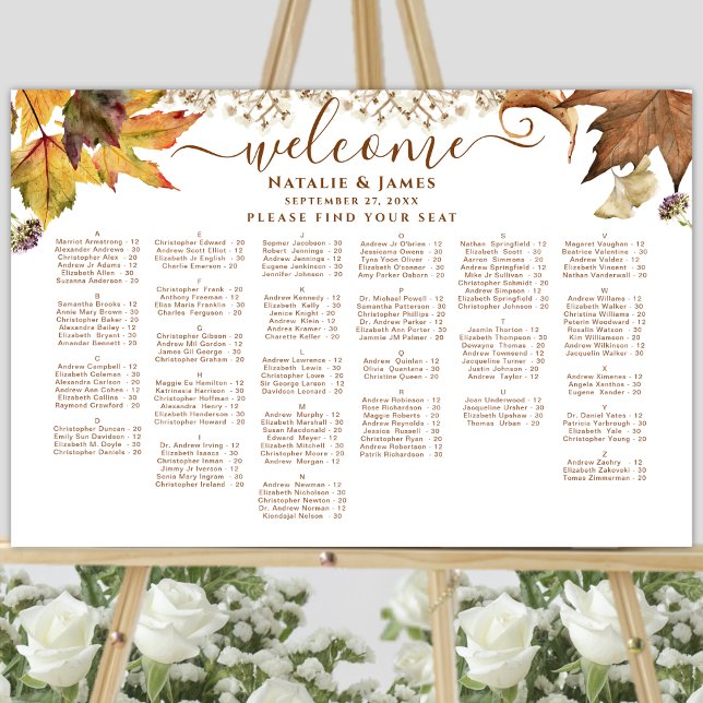 Rustic Autumn Wedding Alphabetical Seating Poster (Creator Uploaded)
