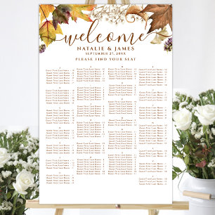 Rustic Autumn Wedding Alphabetical Table Seating Poster