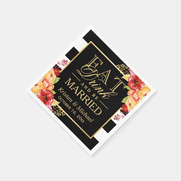 Rustic Autumn Wedding EAT Drink And Be Married Napkin