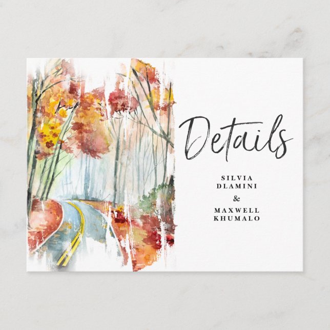 Rustic Autumn Wedding Guest Details Enclosure Card (Front)