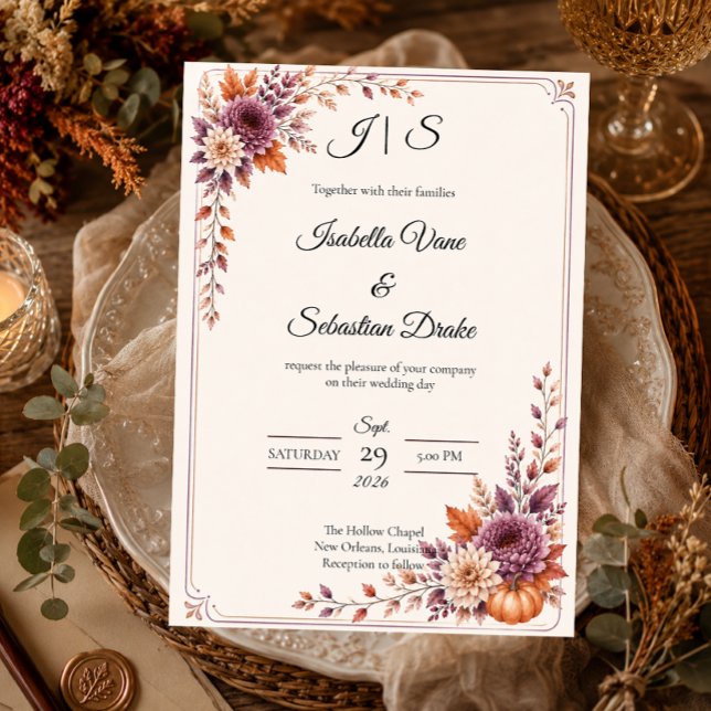 Rustic Autumn Wedding Invitation (Creator Uploaded)