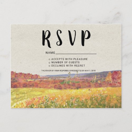 Rustic Autumn Wedding RSVP Postcard