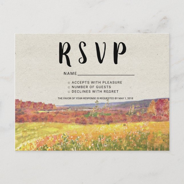 Rustic Autumn Wedding RSVP Postcard (Front)