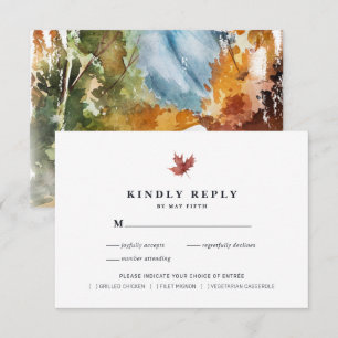 Rustic Autumn Wedding RSVP   Watercolor Fall Enclosure Card