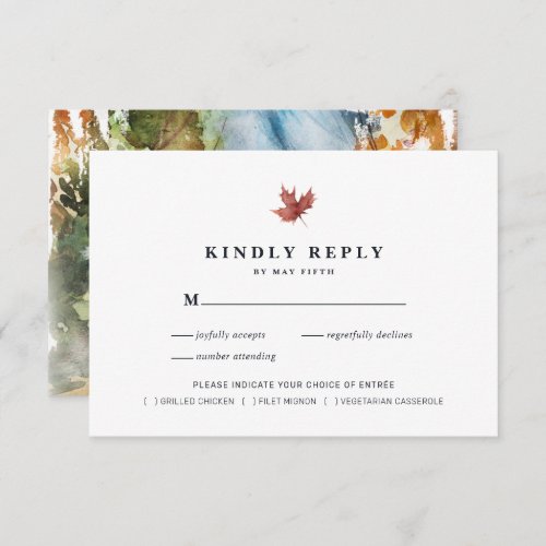 Rustic Autumn Wedding RSVP  Watercolor Fall Enclosure Card