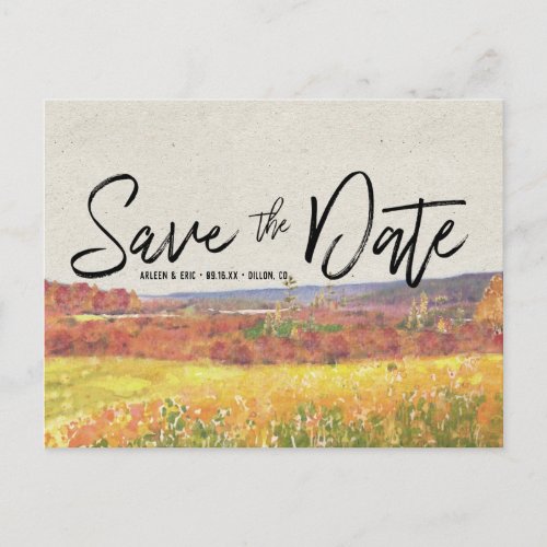 Rustic Autumn Wedding  Save the Date Postcard