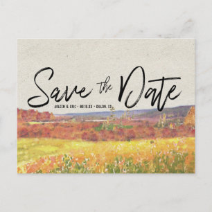 Rustic Autumn Wedding Save the Date Postcard