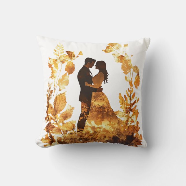 Rustic Autumn Wedding Throw Pillow (Front)