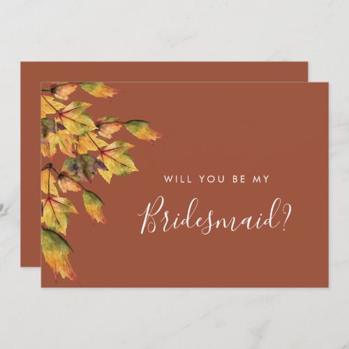 Rustic Autumn Wedding Will You Be My Bridesmaid Invitation