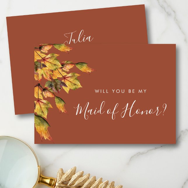 Rustic Autumn Wedding Will You Be My Maid of Honor Invitation (Creator Uploaded)