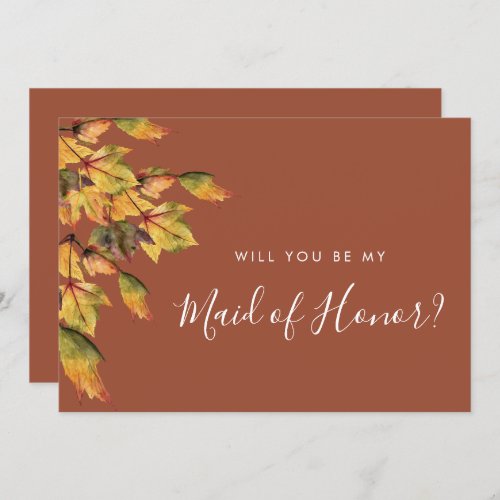 Rustic Autumn Wedding Will You Be My Maid of Honor Invitation