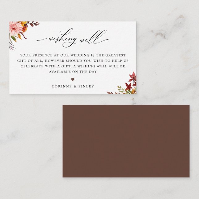 Rustic Autumn Wedding Wishing Well Enclosure Card (Front/Back)