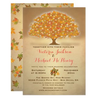 Rustic Autumn Wedding with twinkle lights Card