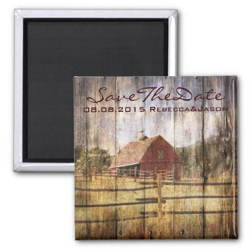 rustic autumn western country red barn wedding magnet