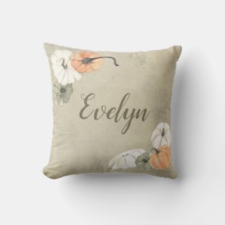 Rustic Autumn White, Orange Pumpkins Personalized