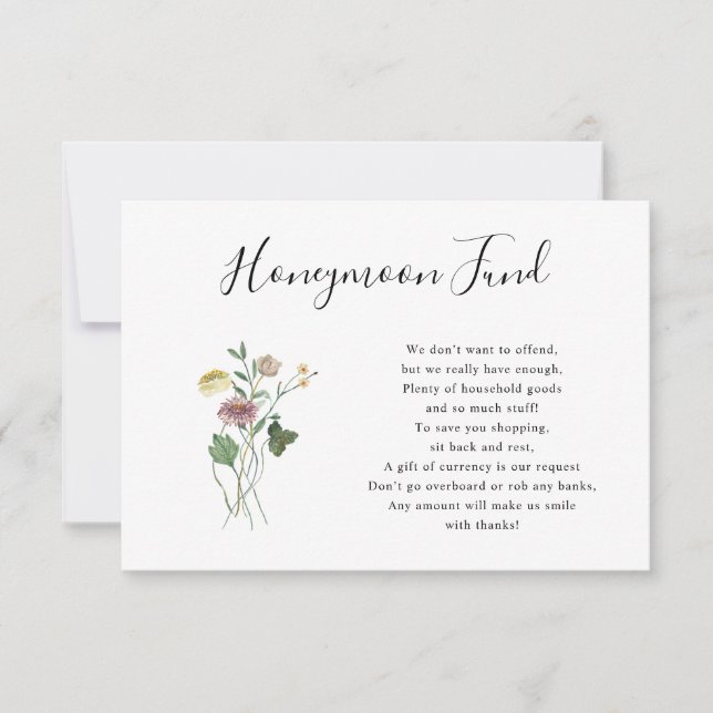 Rustic Autumn Wildflower Honeymoon Fund card (Front)