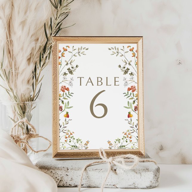 Rustic Autumn Wildflower Wedding Table Numbers (Creator Uploaded)