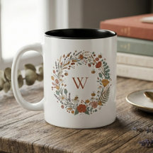 Rustic Autumn Wildflower Wreath Monogram